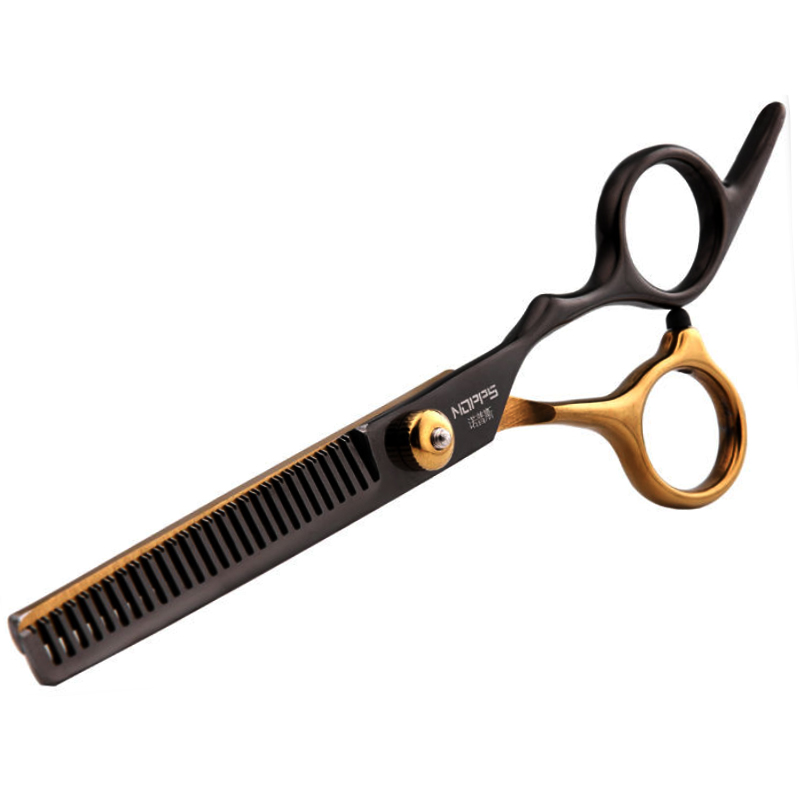 2 ciseaux professionnels pour coiffure (sculpteurs et droits) - 6.6 pouces  - Noir Gold