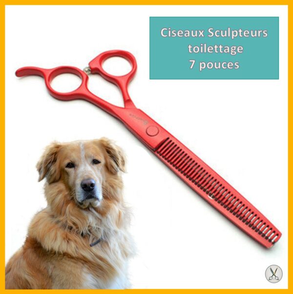 Ciseaux toilettage pour chien - Sculpteurs - 7 pouces - Rouge